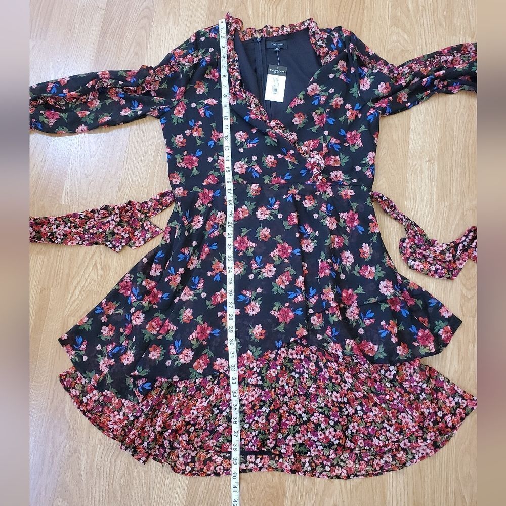 Tahari ASL Twin-Print Ruffle Dress sz 14 - Picture 13 of 16
